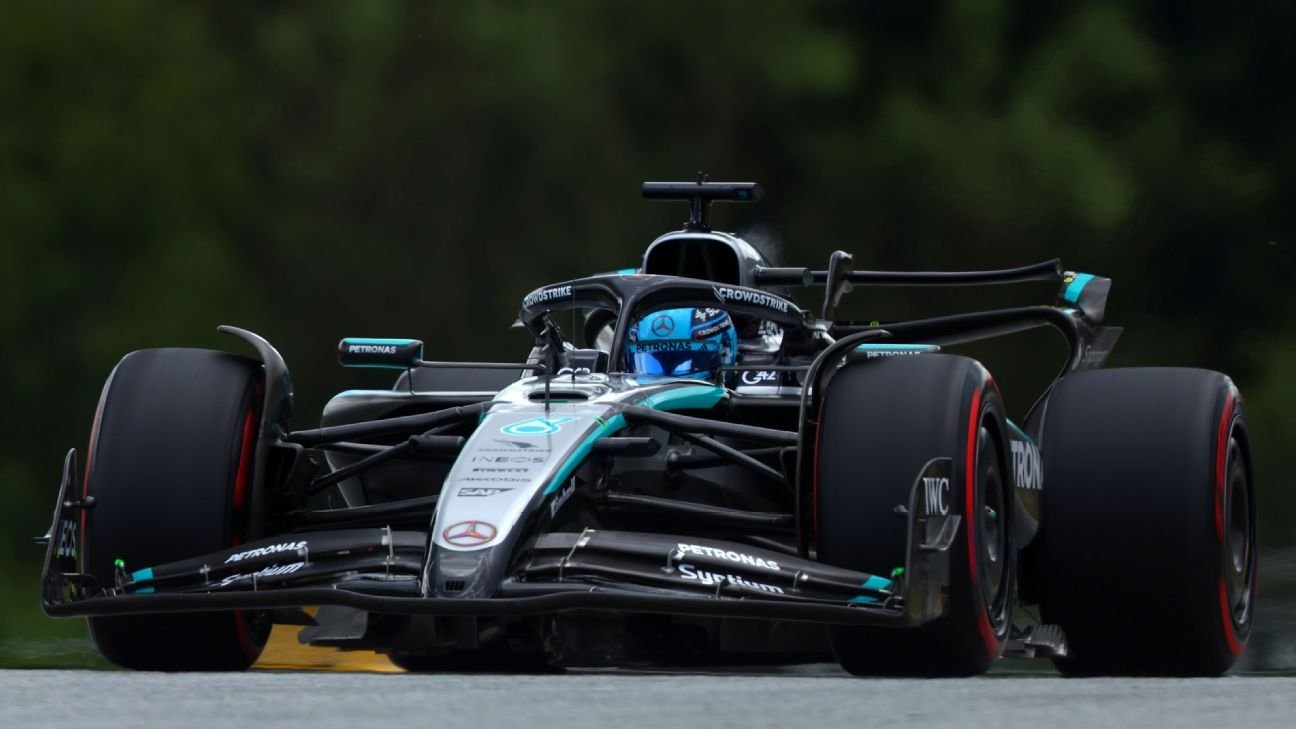 Austrijos GP: George’as Russell’as Tops FP1, Alexas Dunas 4 -as už „McLaren“