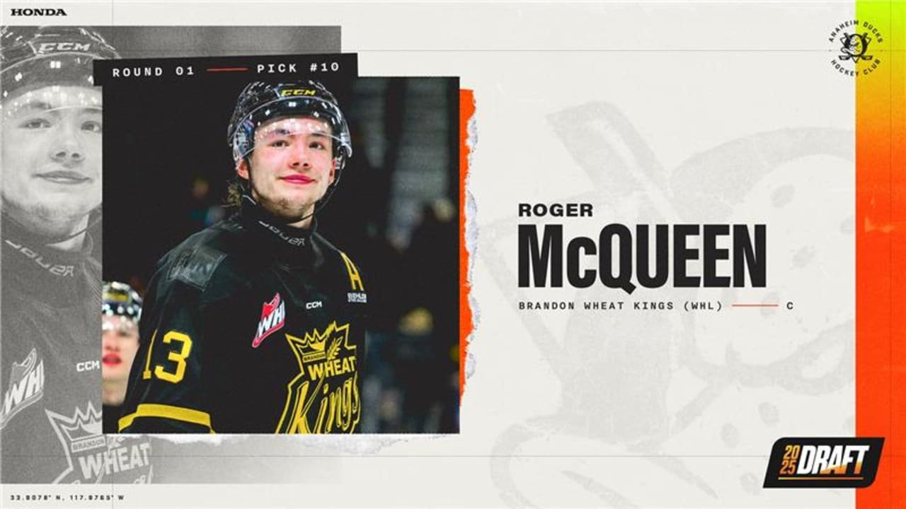 „Ducks Select Center McQueen 10“ paprastai pirmajame NHL 2025 juodraščio etape