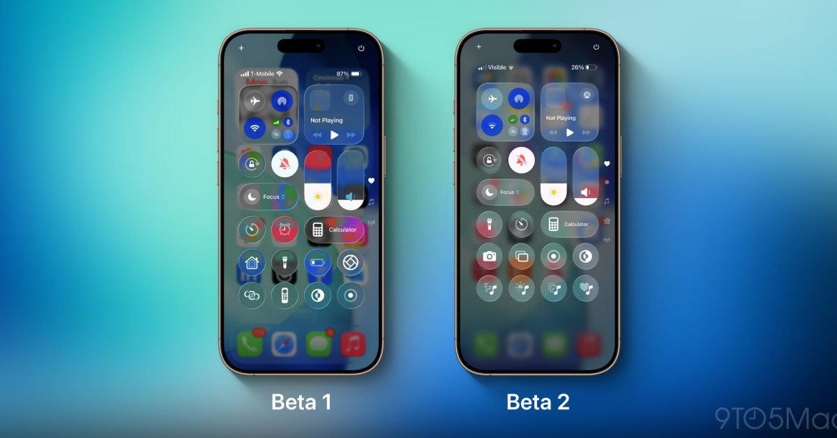 „Apple Tweaks“ valdymo centro matomumas „iOS 26 Beta 2“