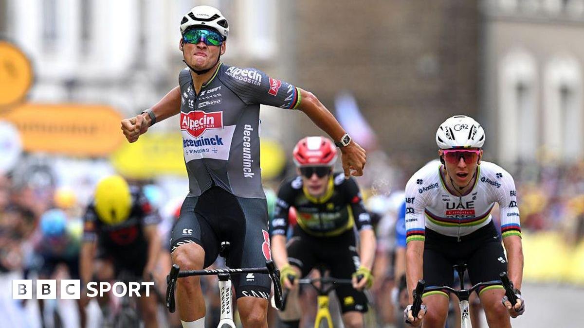 „Tour de France“: Mathieu van der Poel yra Tadej Pogacar kraštai „Sprint“ finiše, kad laimėtų antrojo etapo etapą